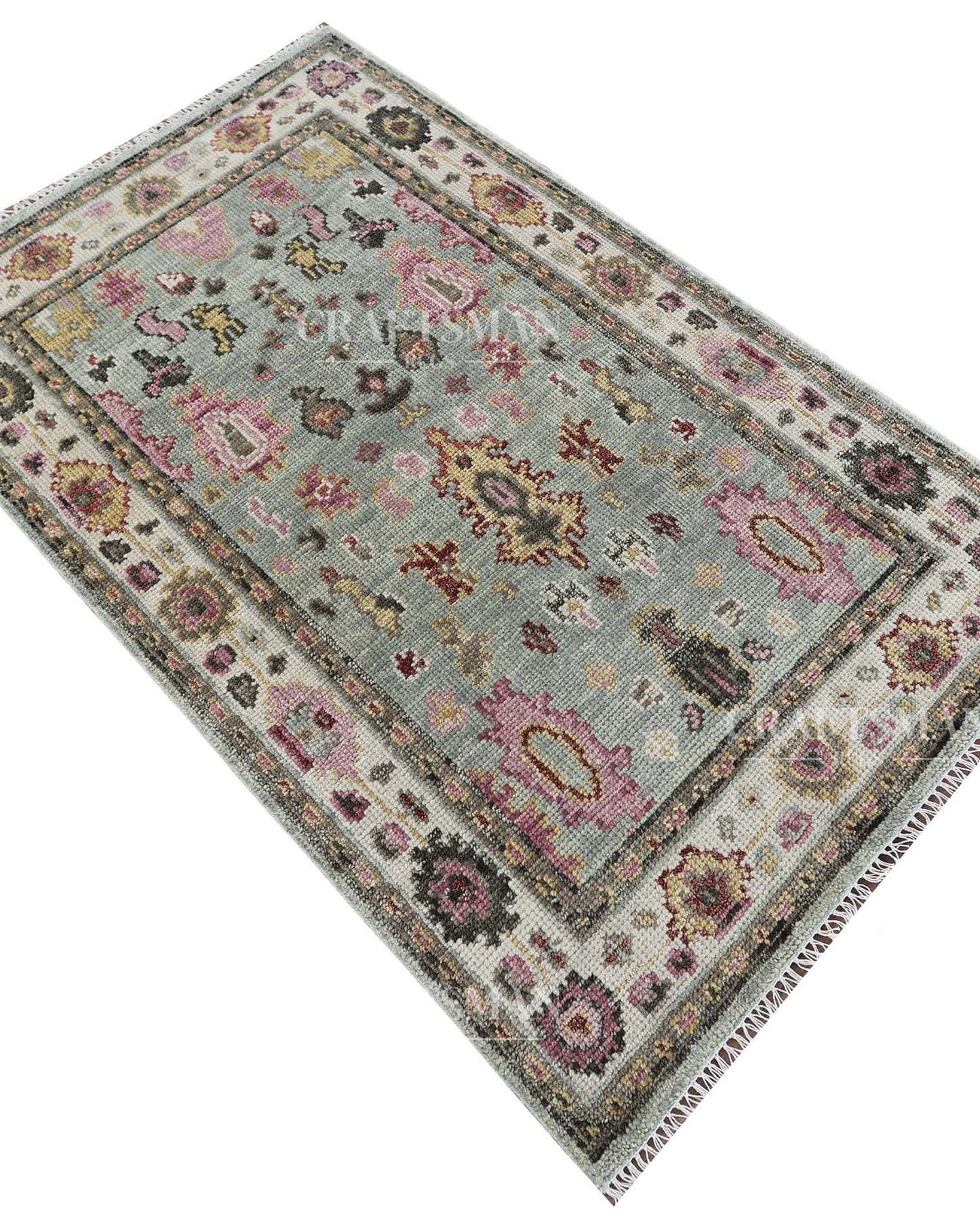 Avros Wool Hand-Knotted Oushak-Inspired Rug