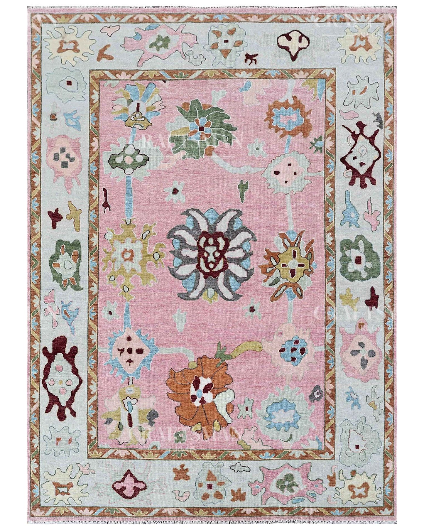Arvin Wool Hand-Knotted Oushak-Inspired Rug