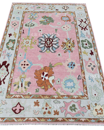 Arvin Wool Hand-Knotted Oushak-Inspired Rug