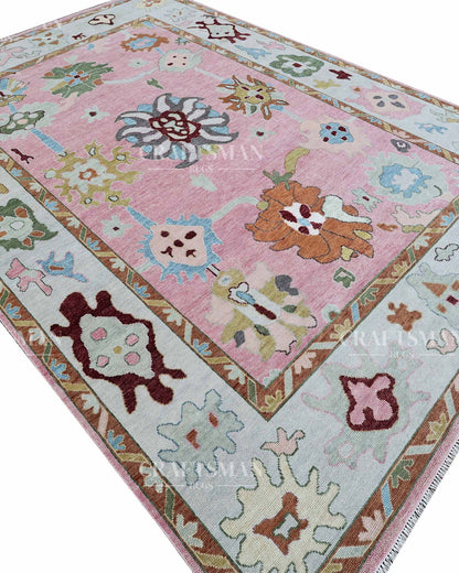 Arvin Wool Hand-Knotted Oushak-Inspired Rug