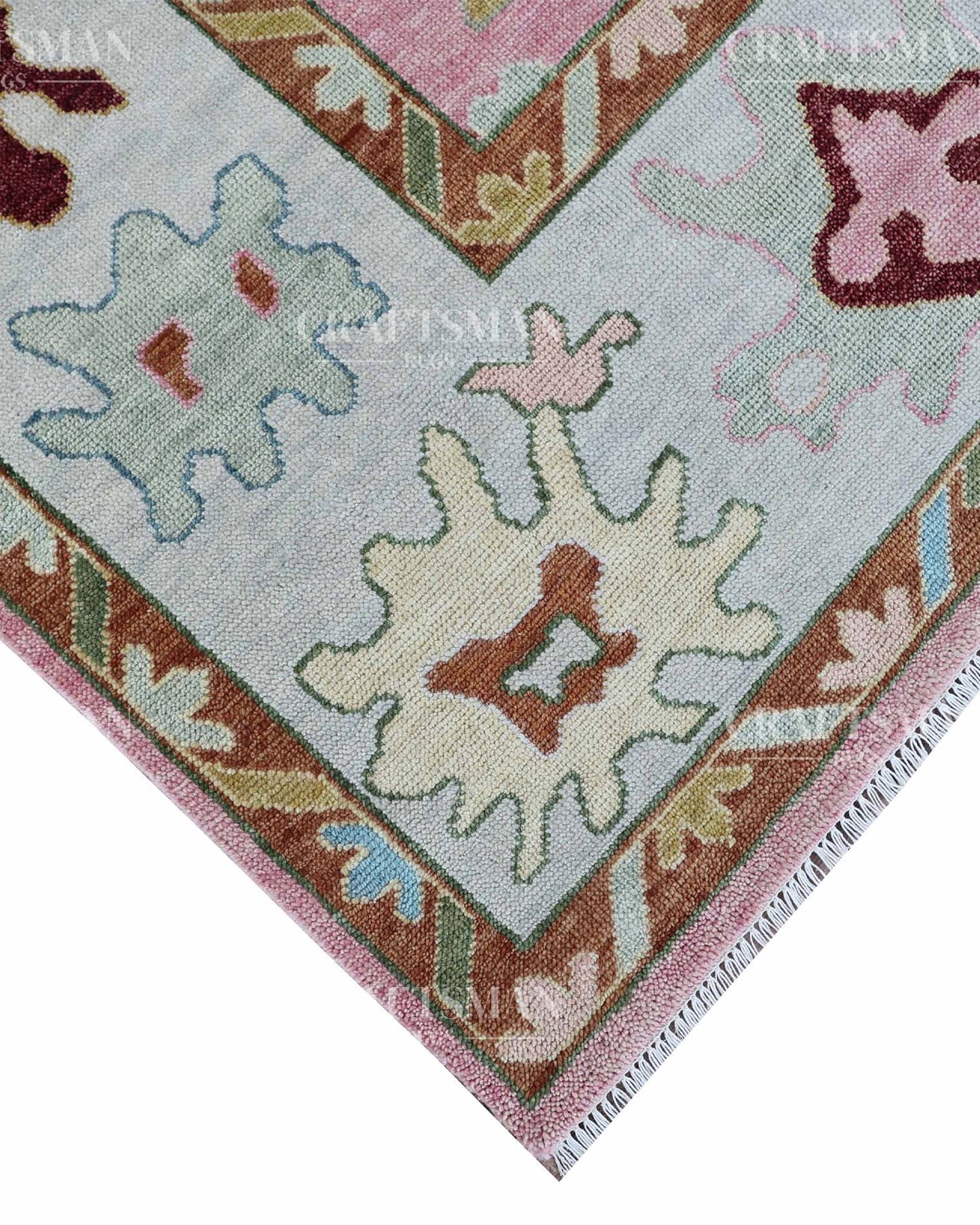 Arvin Wool Hand-Knotted Oushak-Inspired Rug