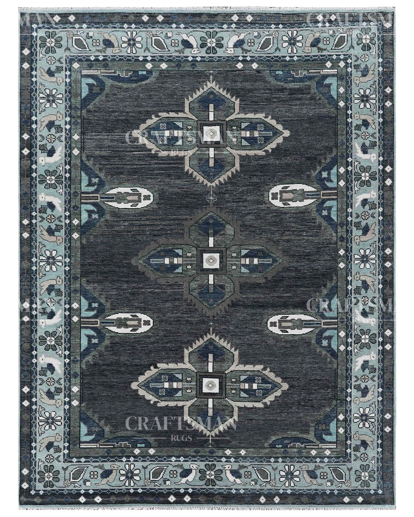 Varris Wool Hand-Knotted Oushak-Inspired Rug