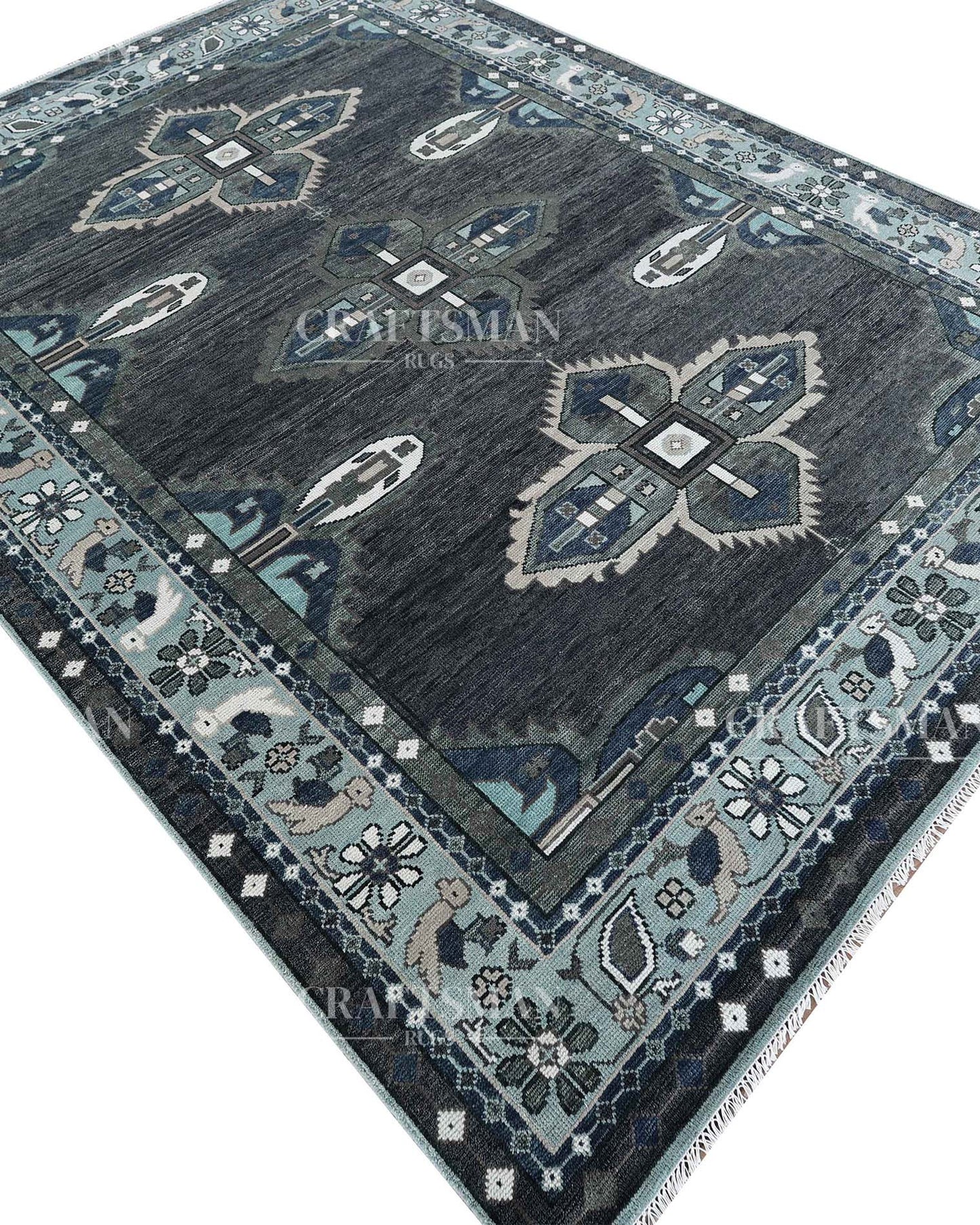Varris Wool Hand-Knotted Oushak-Inspired Rug