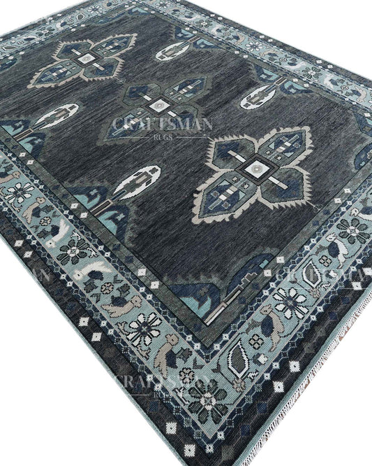 Varris Wool Hand-Knotted Oushak-Inspired Rug