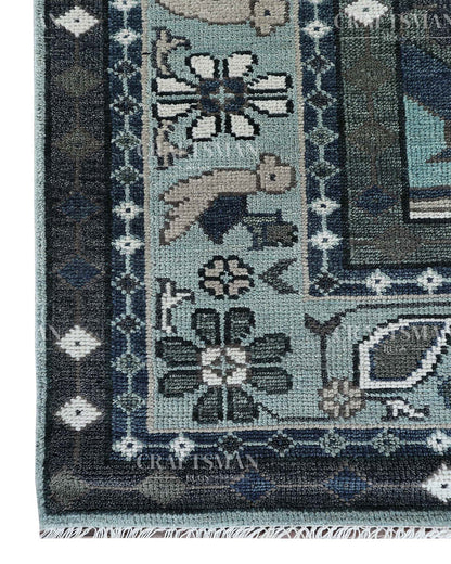 Varris Wool Hand-Knotted Oushak-Inspired Rug