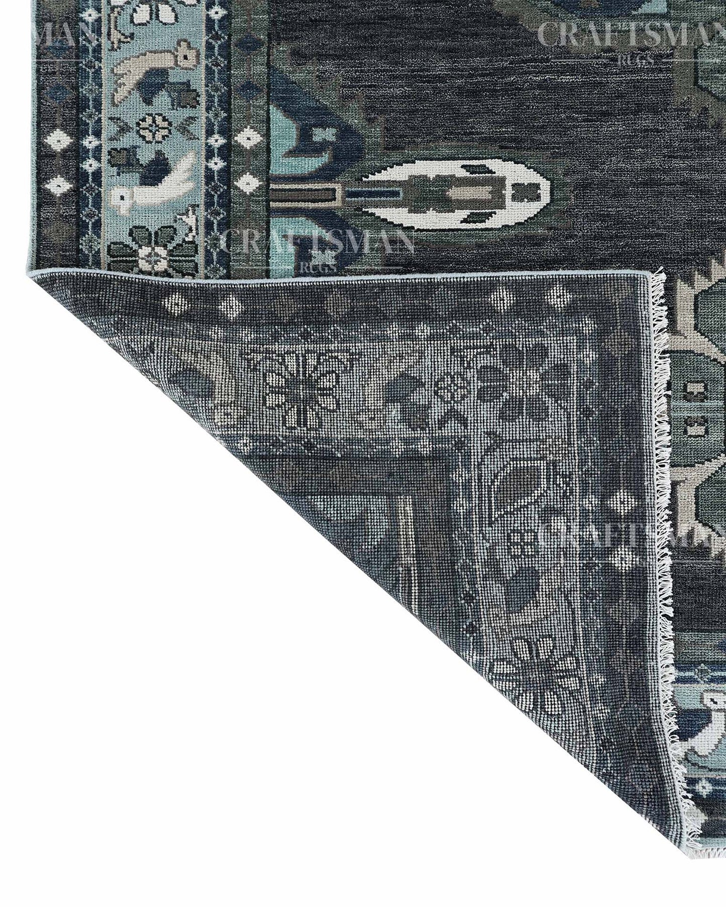 Varris Wool Hand-Knotted Oushak-Inspired Rug