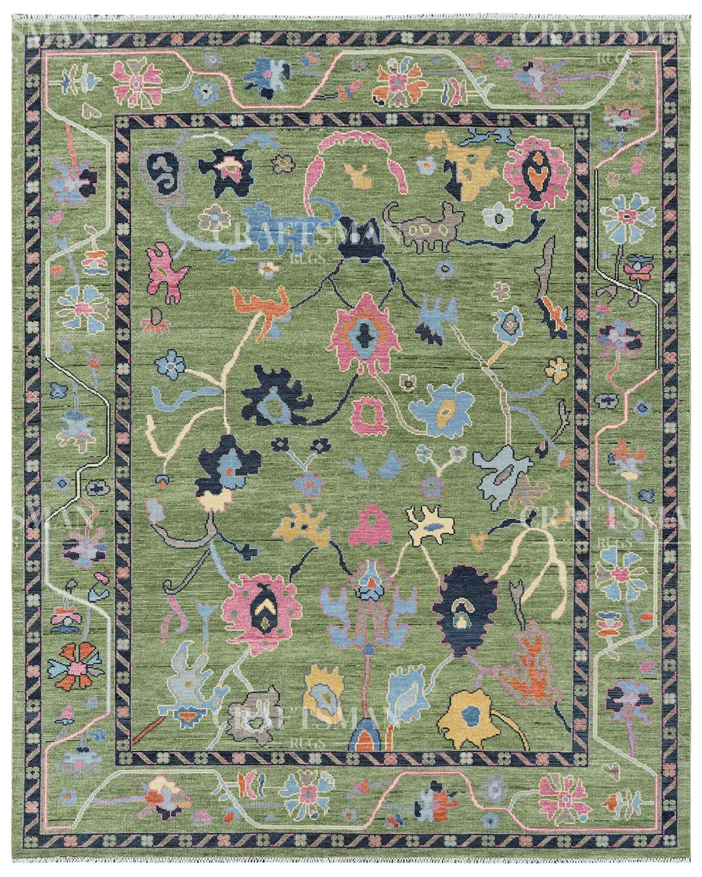Fovra Wool Hand-Knotted Oushak-Inspired Rug