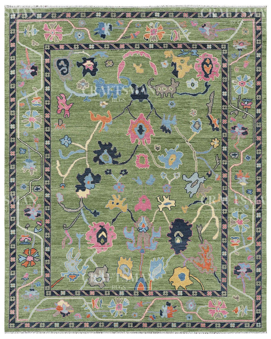 8x10 feet Wool Hand-Knotted Oushak-Inspired Rug | Craftsman Rugs Exclusive