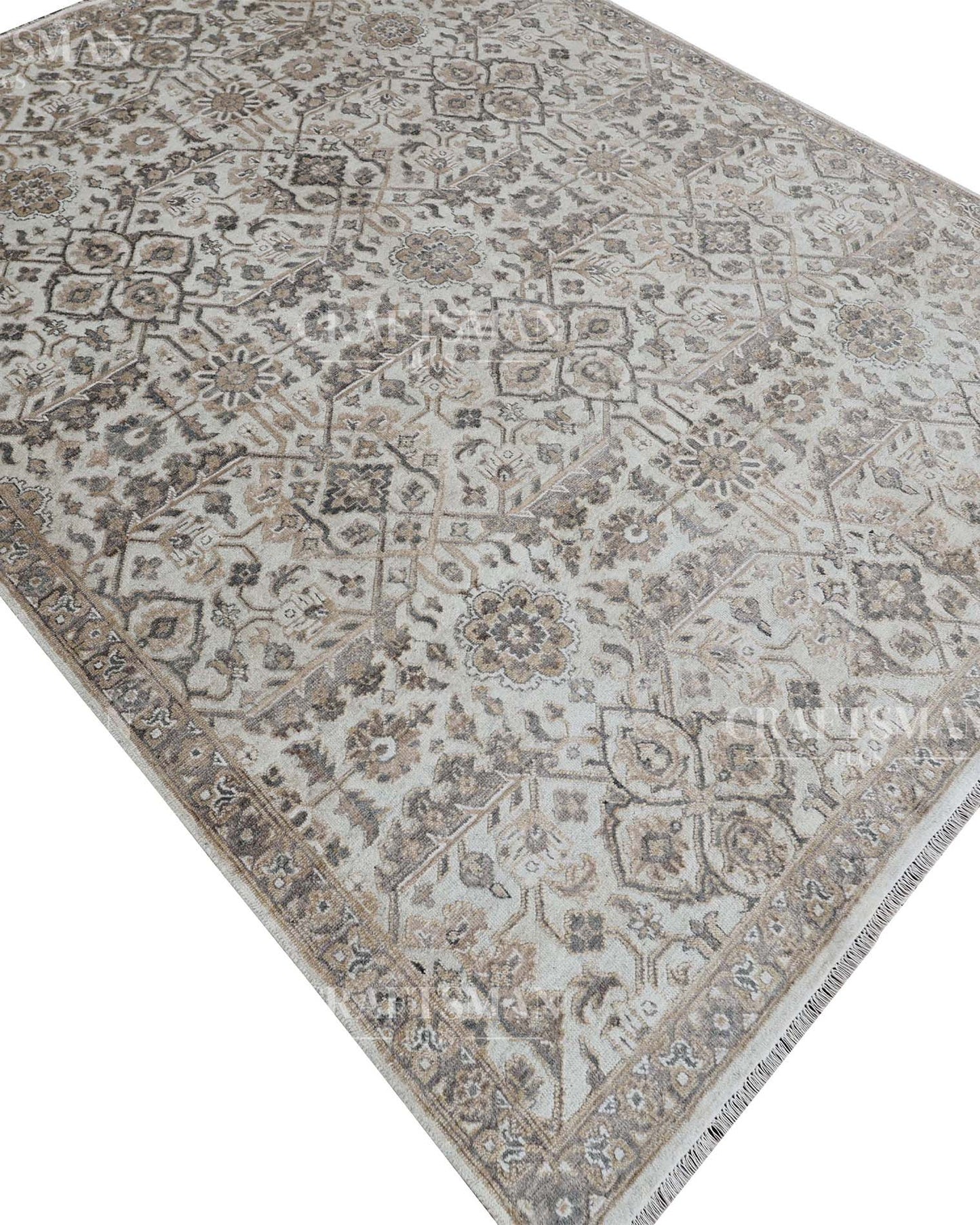 Tavin Wool Hand-Knotted Oushak-Inspired Rug
