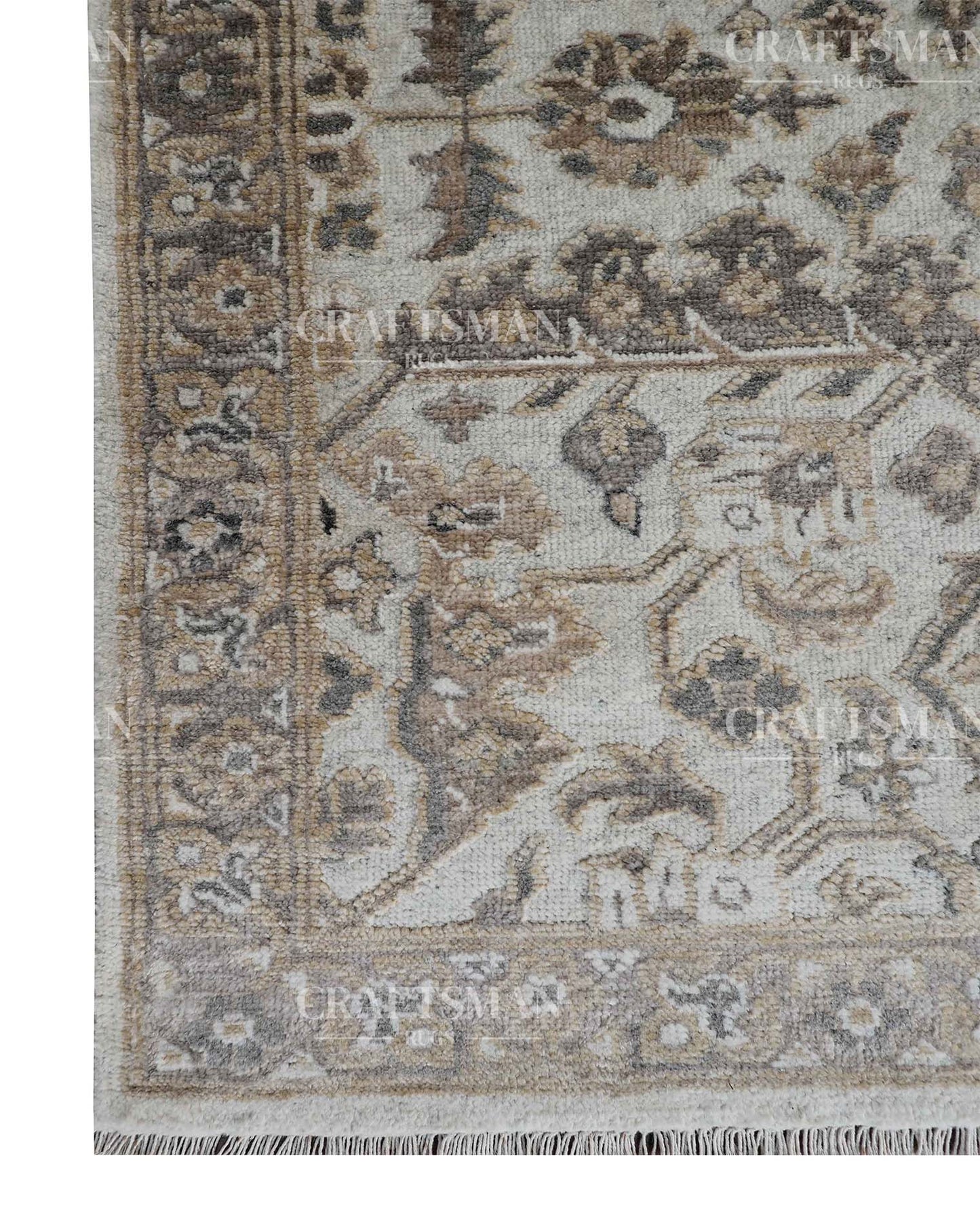 Tavin Wool Hand-Knotted Oushak-Inspired Rug