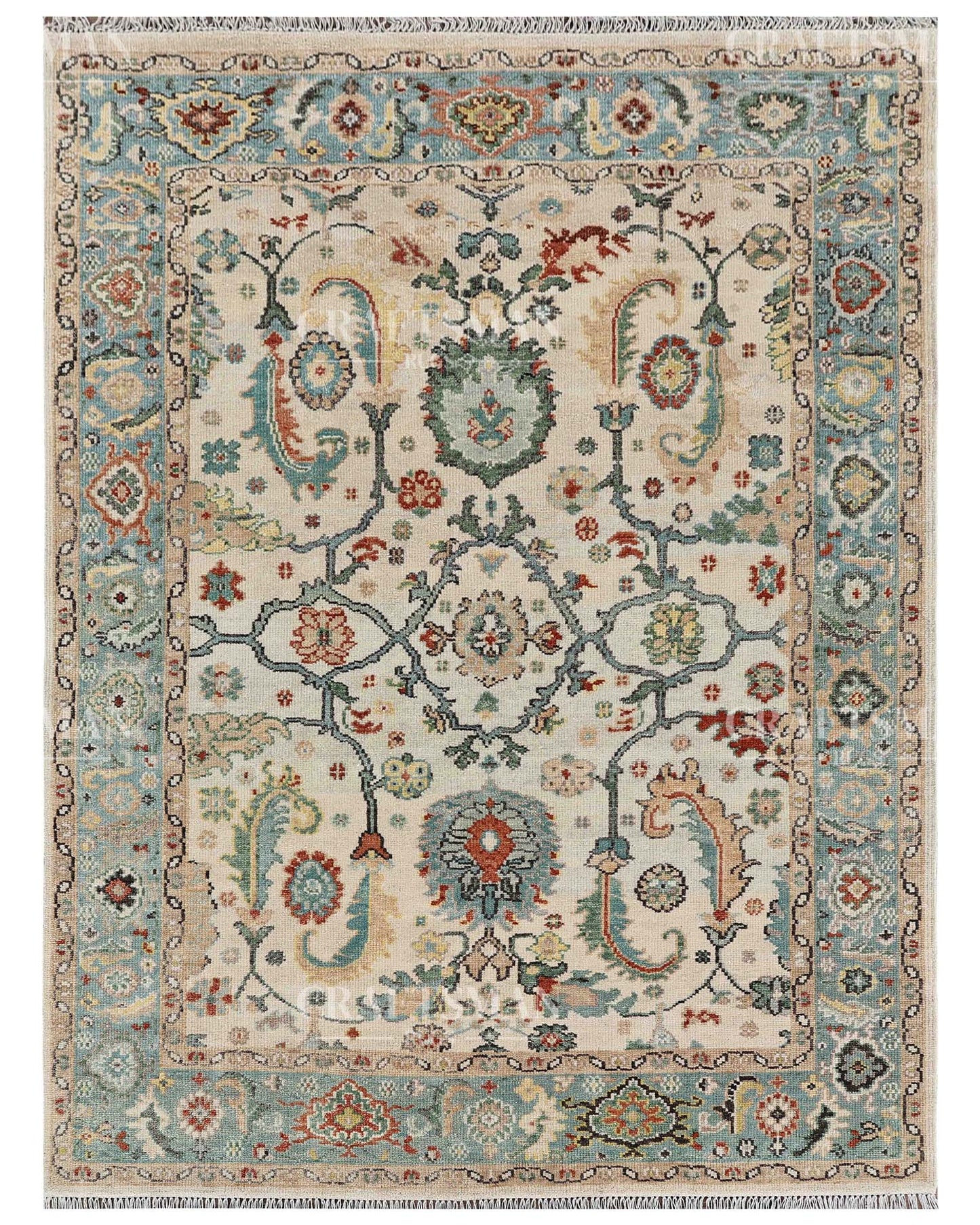 Orlis Wool Hand-Knotted Oushak-Inspired Rug