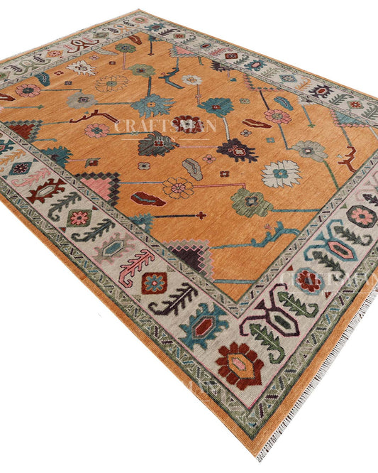Ferin Wool Hand-Knotted Oushak-Inspired Rug