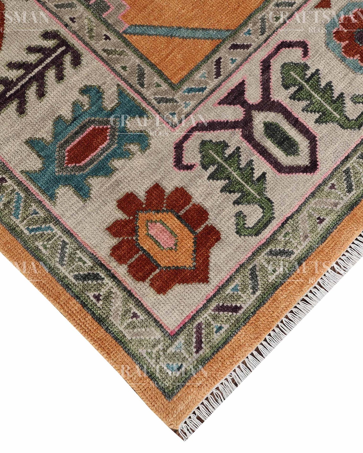 Ferin Wool Hand-Knotted Oushak-Inspired Rug