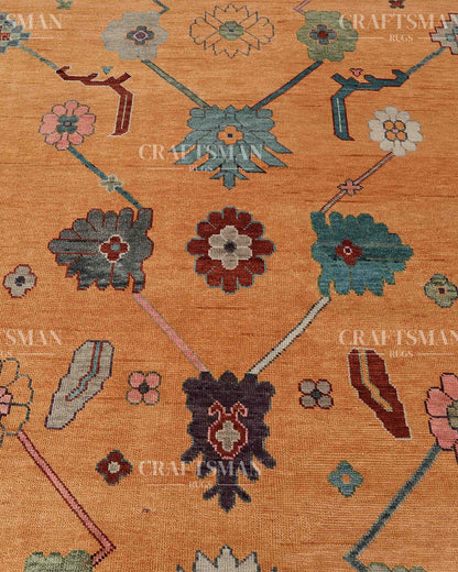 Ferin Wool Hand-Knotted Oushak-Inspired Rug