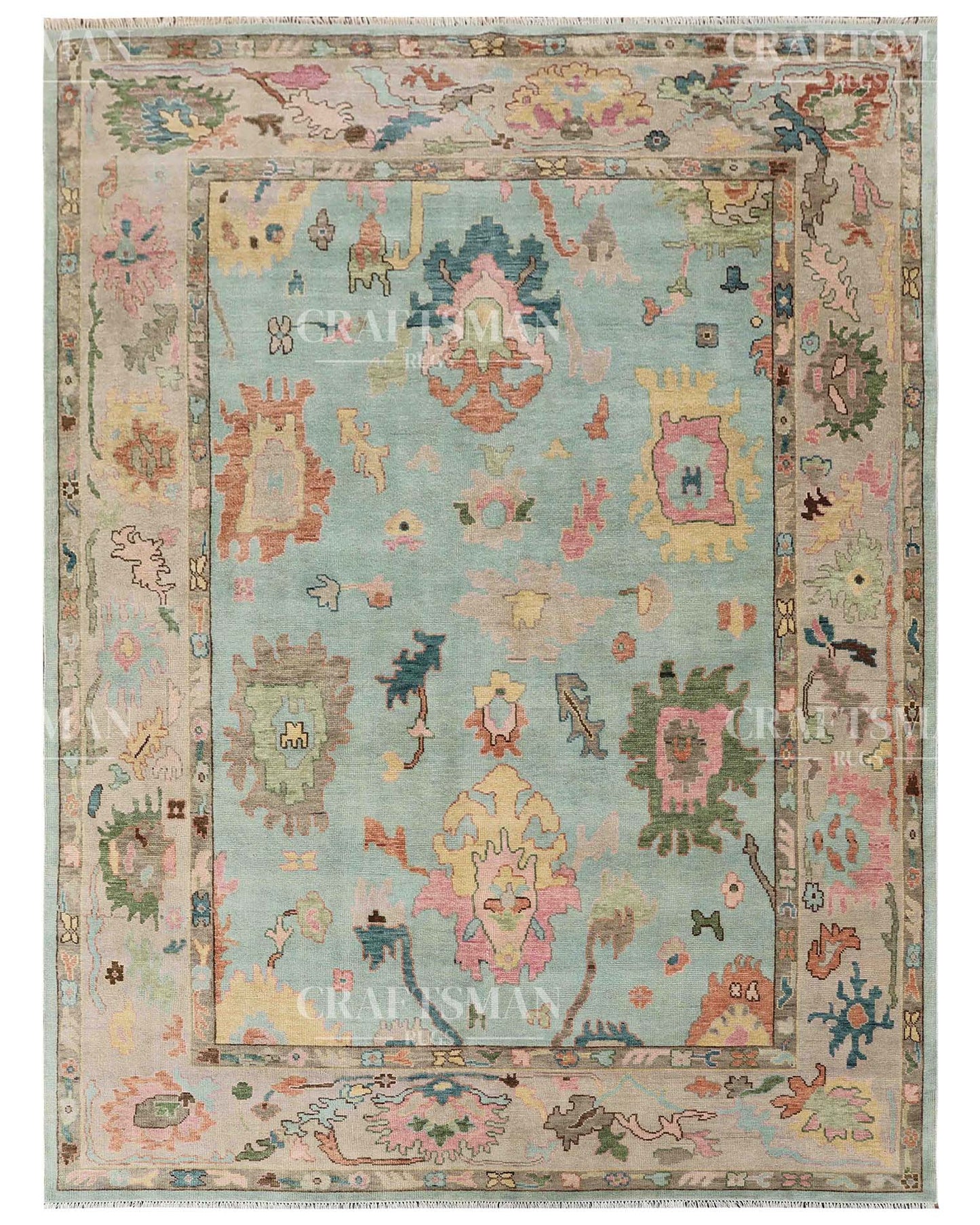 Solra Wool Hand-Knotted Oushak-Inspired Rug