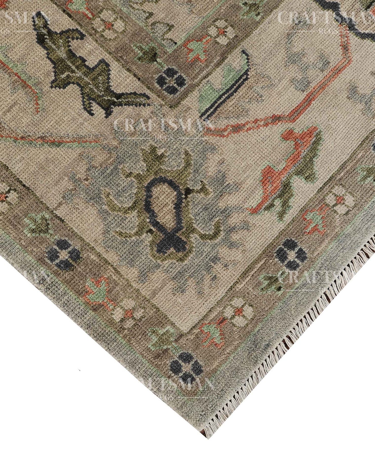 Edris Wool Hand-Knotted Oushak-Inspired Rug