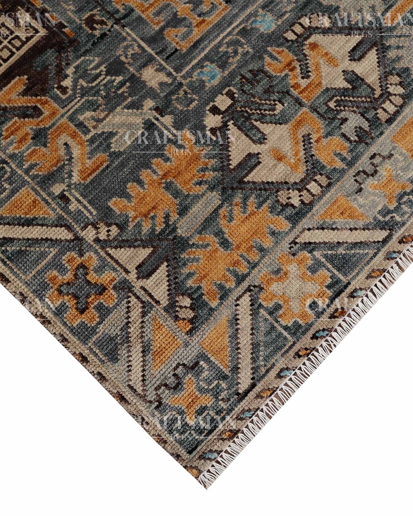 Calrin Wool Hand-Knotted Oushak-Inspired Rug