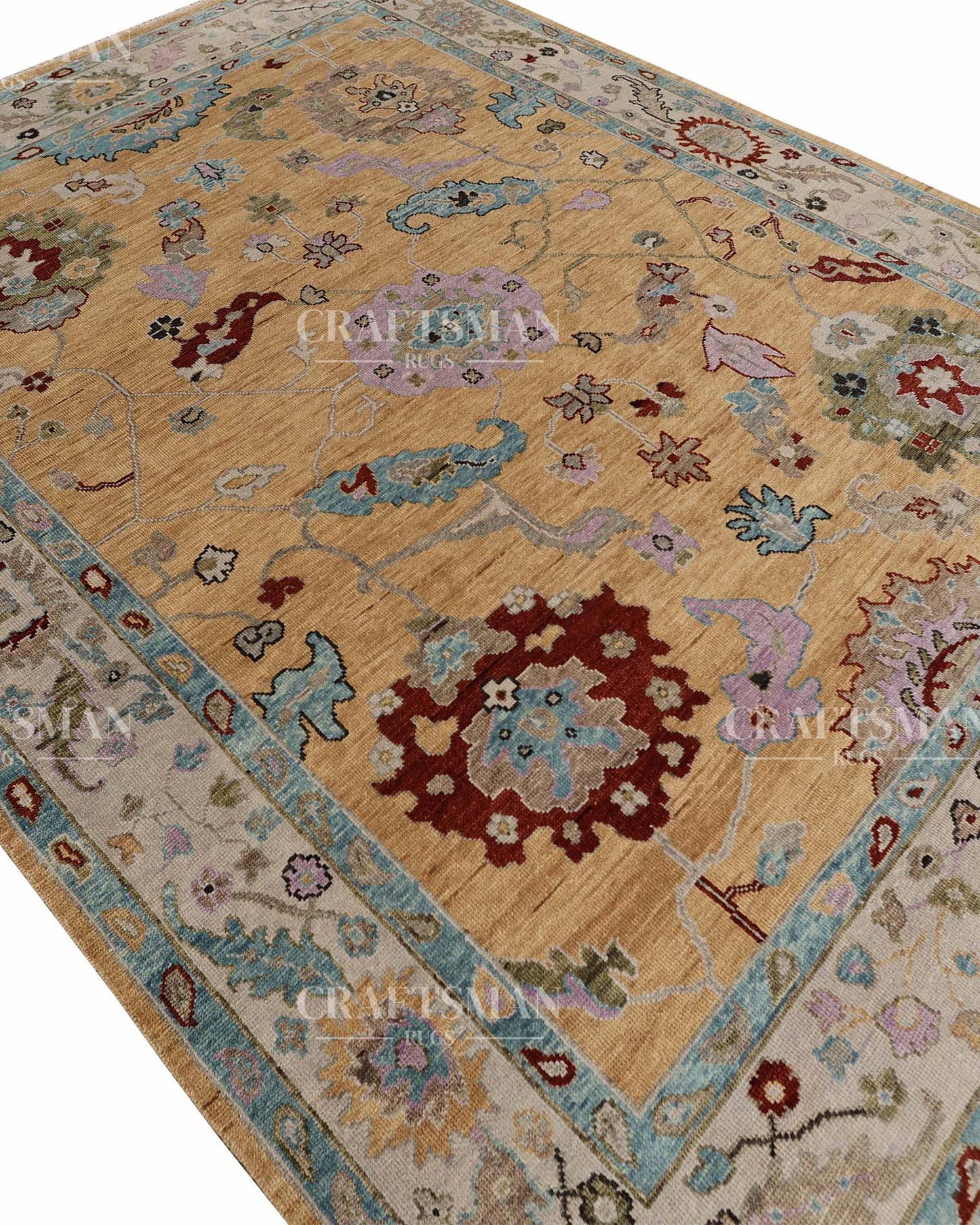 Luvin Wool Hand-Knotted Oushak-Inspired Rug