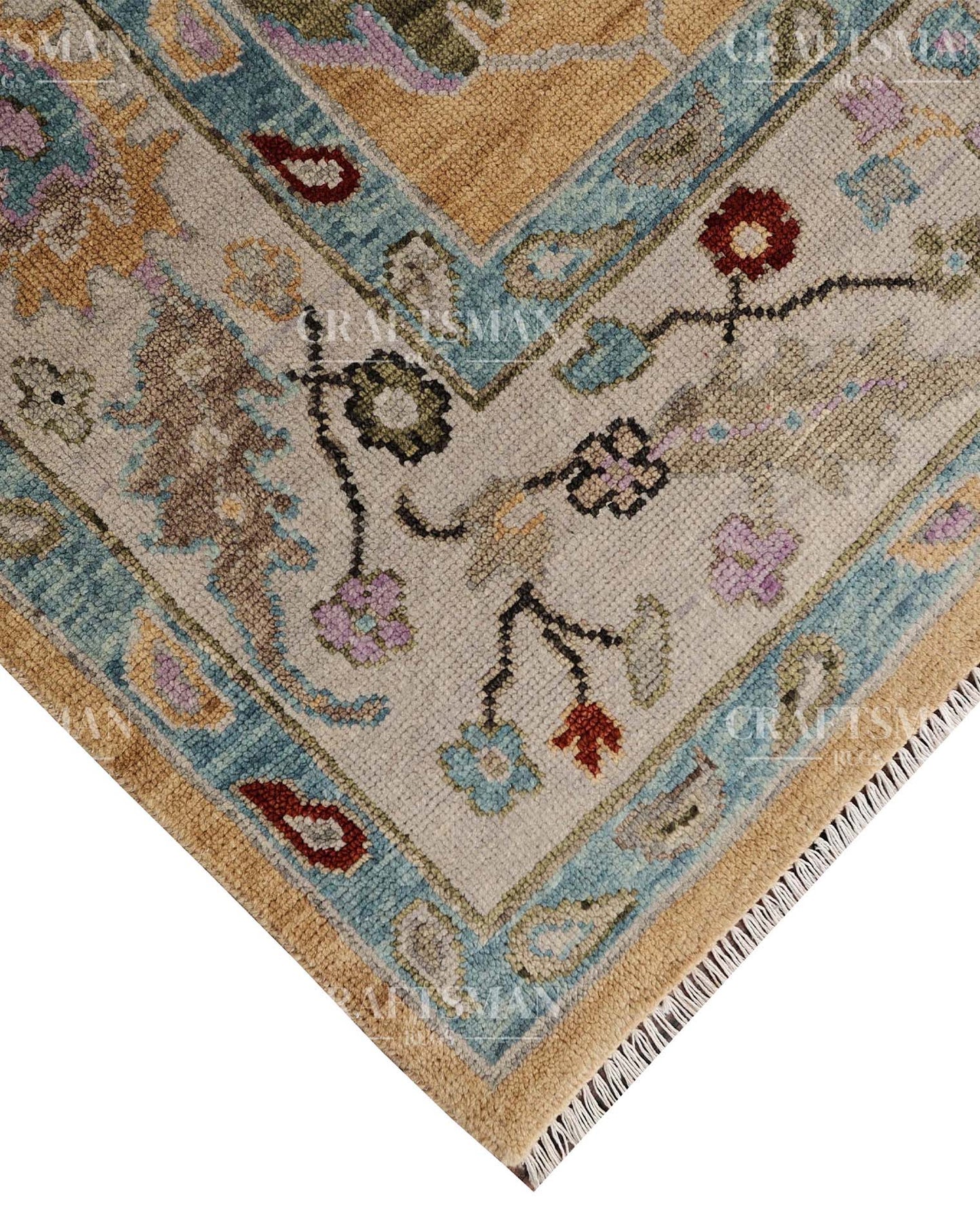 Luvin Wool Hand-Knotted Oushak-Inspired Rug
