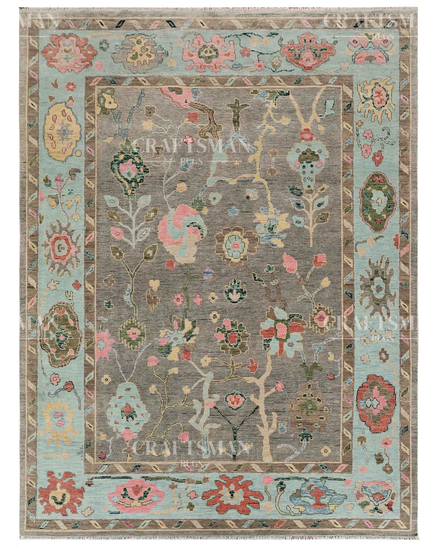 Tavron Wool Hand-Knotted Oushak-Inspired Rug