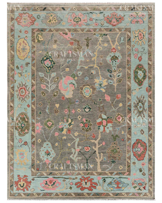 Tavron Wool Hand-Knotted Oushak-Inspired Rug
