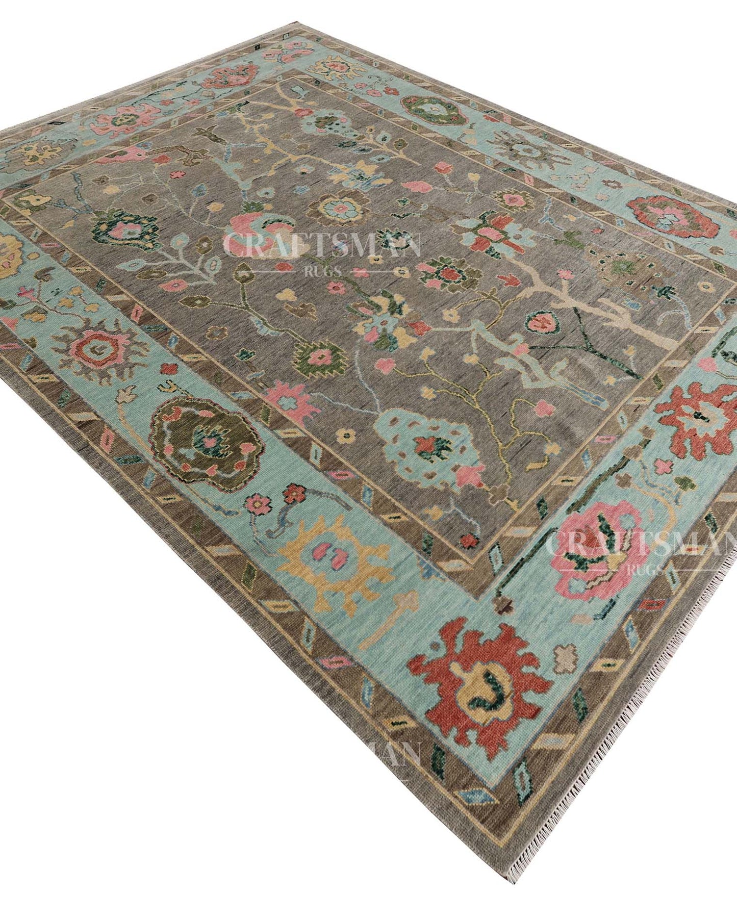 Tavron Wool Hand-Knotted Oushak-Inspired Rug