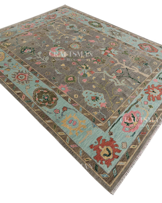 Tavron Wool Hand-Knotted Oushak-Inspired Rug