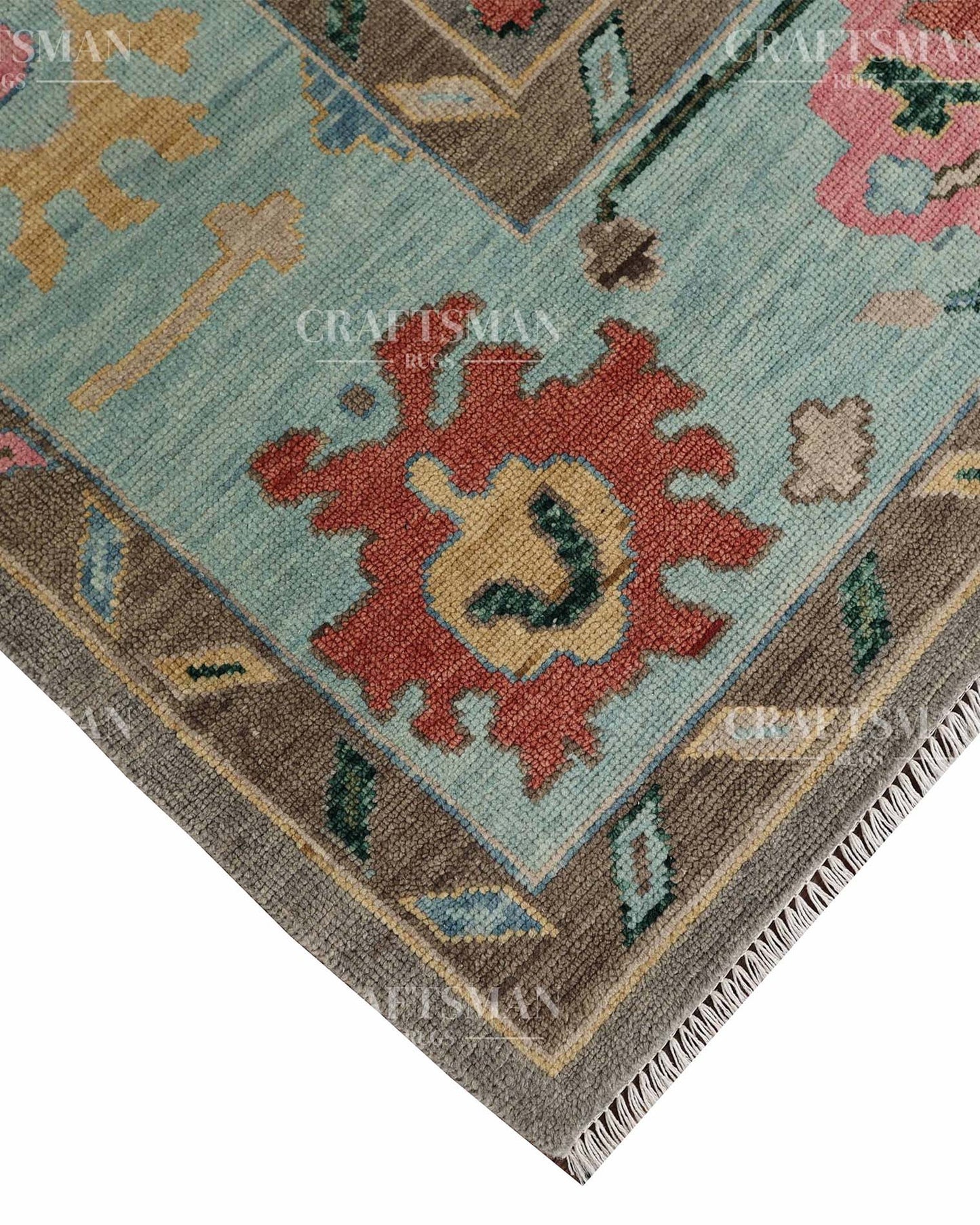 Tavron Wool Hand-Knotted Oushak-Inspired Rug