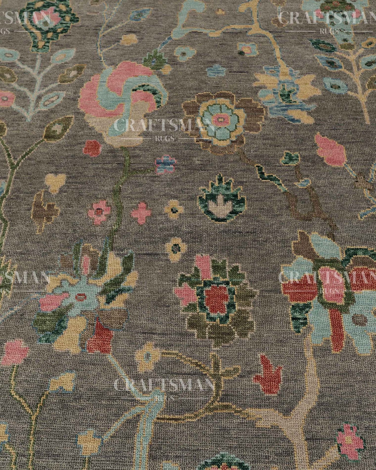 Tavron Wool Hand-Knotted Oushak-Inspired Rug