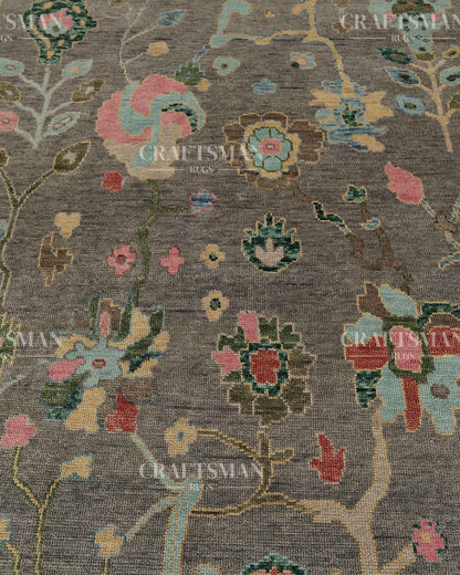 Tavron Wool Hand-Knotted Oushak-Inspired Rug