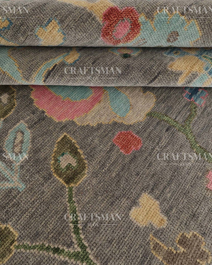 Tavron Wool Hand-Knotted Oushak-Inspired Rug