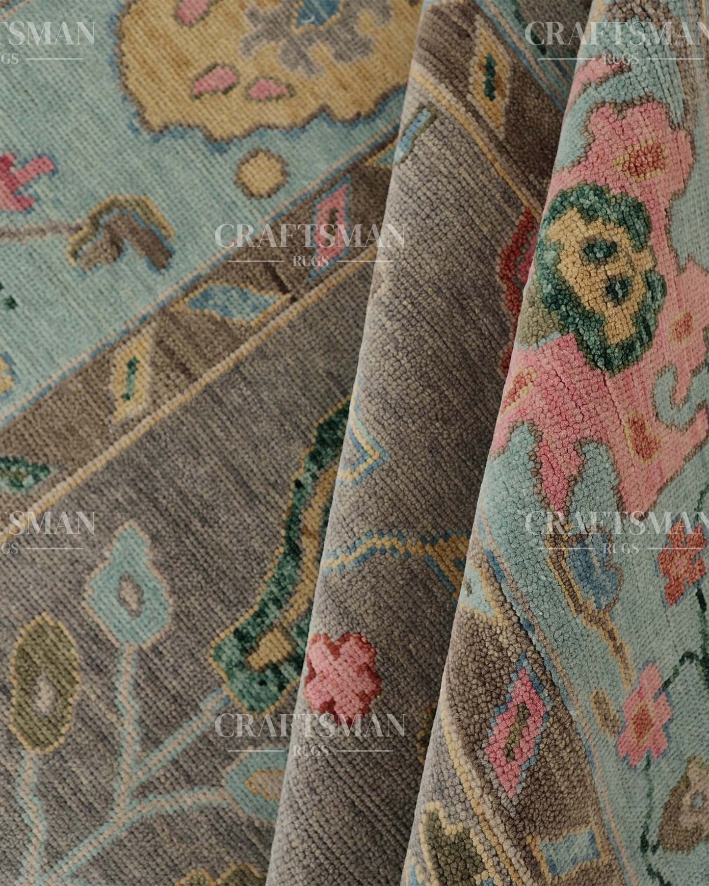 Tavron Wool Hand-Knotted Oushak-Inspired Rug