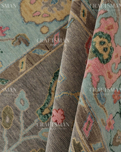 Tavron Wool Hand-Knotted Oushak-Inspired Rug