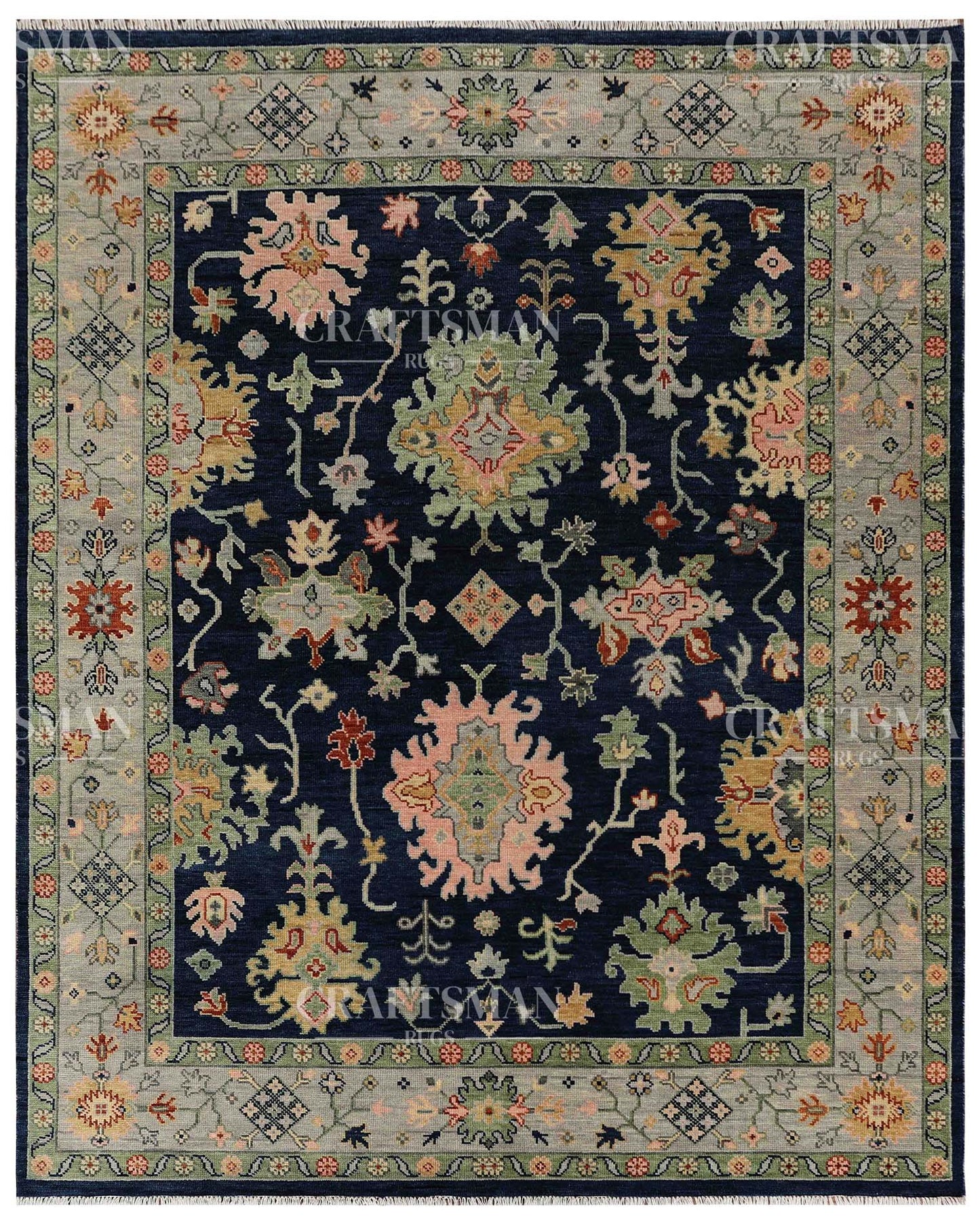 Cyris Wool Hand-Knotted Oushak-Inspired Rug