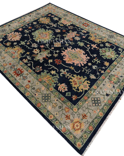 Cyris Wool Hand-Knotted Oushak-Inspired Rug