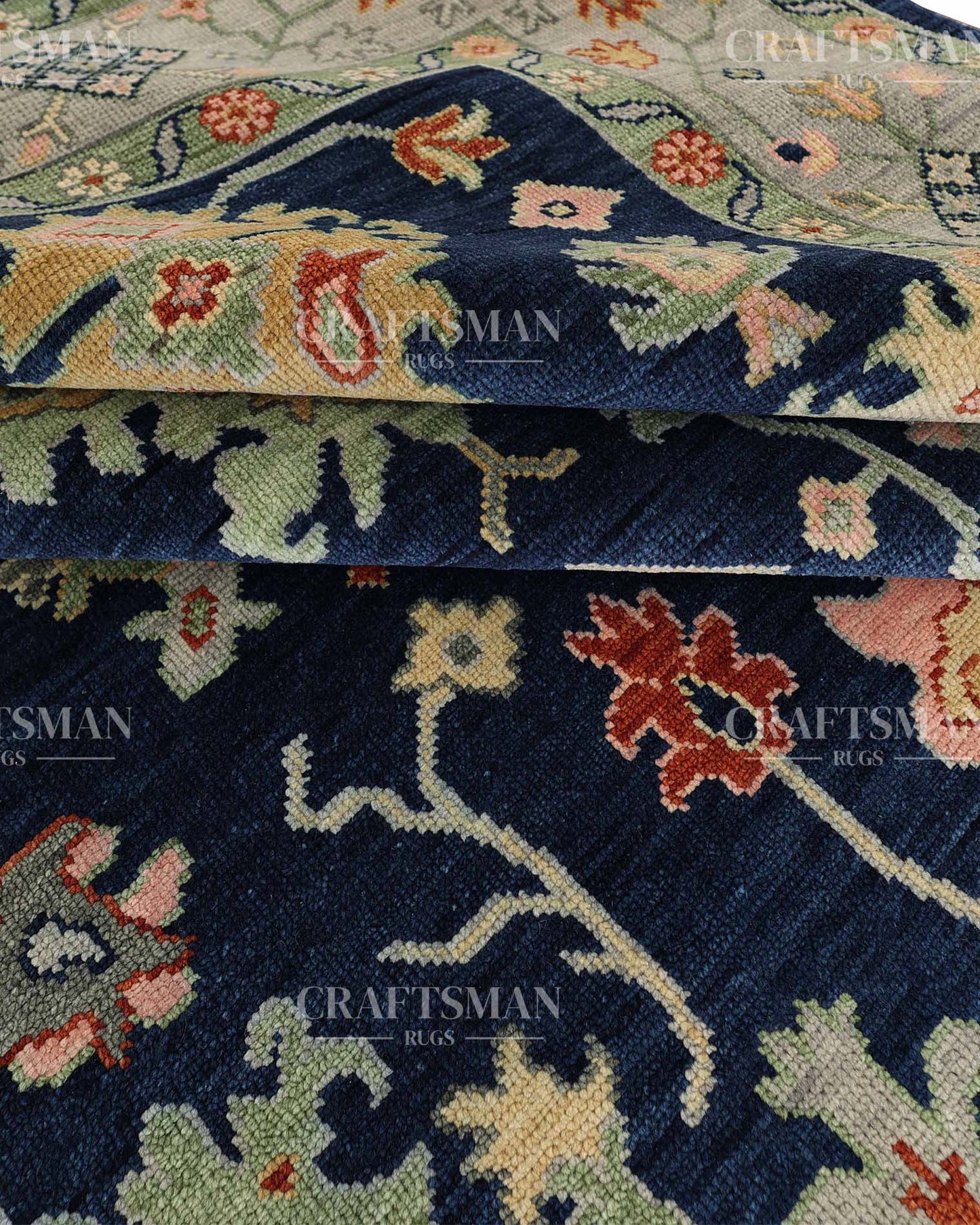 Cyris Wool Hand-Knotted Oushak-Inspired Rug