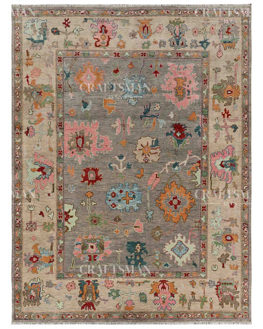 Mavra Wool Hand-Knotted Oushak-Inspired Rug