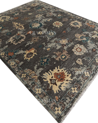 Norven Wool Hand-Knotted Oushak-Inspired Rug