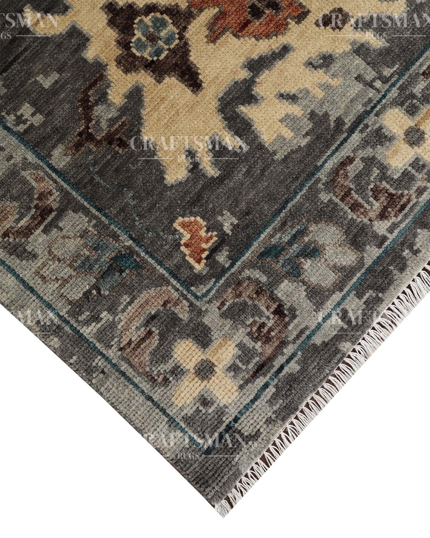 Norven Wool Hand-Knotted Oushak-Inspired Rug