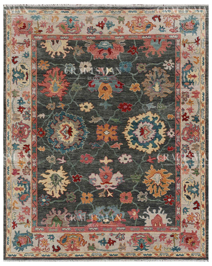 Alvorn Wool Hand-Knotted Oushak-Inspired Rug