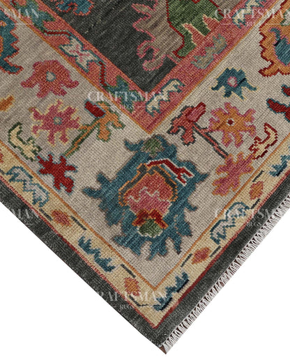 Alvorn Wool Hand-Knotted Oushak-Inspired Rug