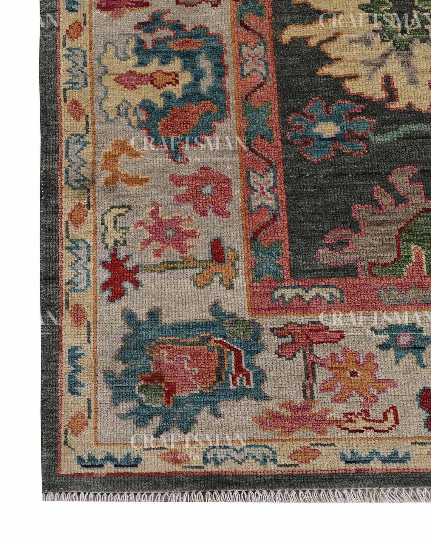 Alvorn Wool Hand-Knotted Oushak-Inspired Rug