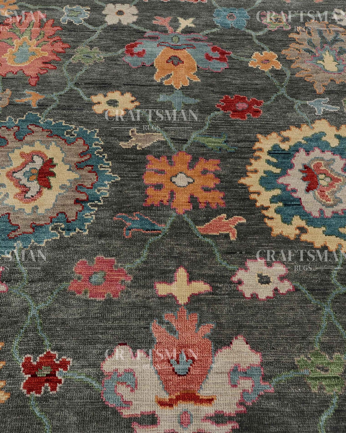 Alvorn Wool Hand-Knotted Oushak-Inspired Rug
