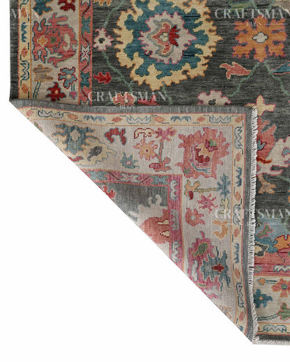 Alvorn Wool Hand-Knotted Oushak-Inspired Rug