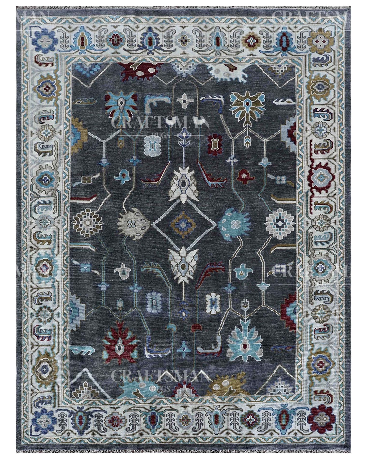Torvin Wool Hand-Knotted Oushak-Inspired Rug