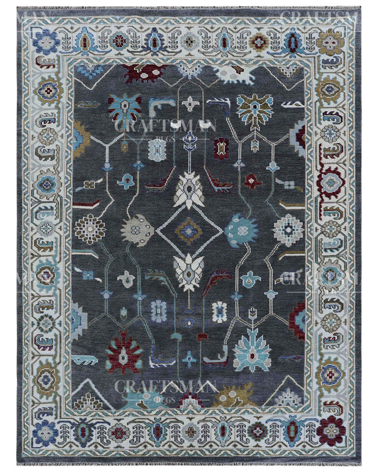 Torvin Wool Hand-Knotted Oushak-Inspired Rug