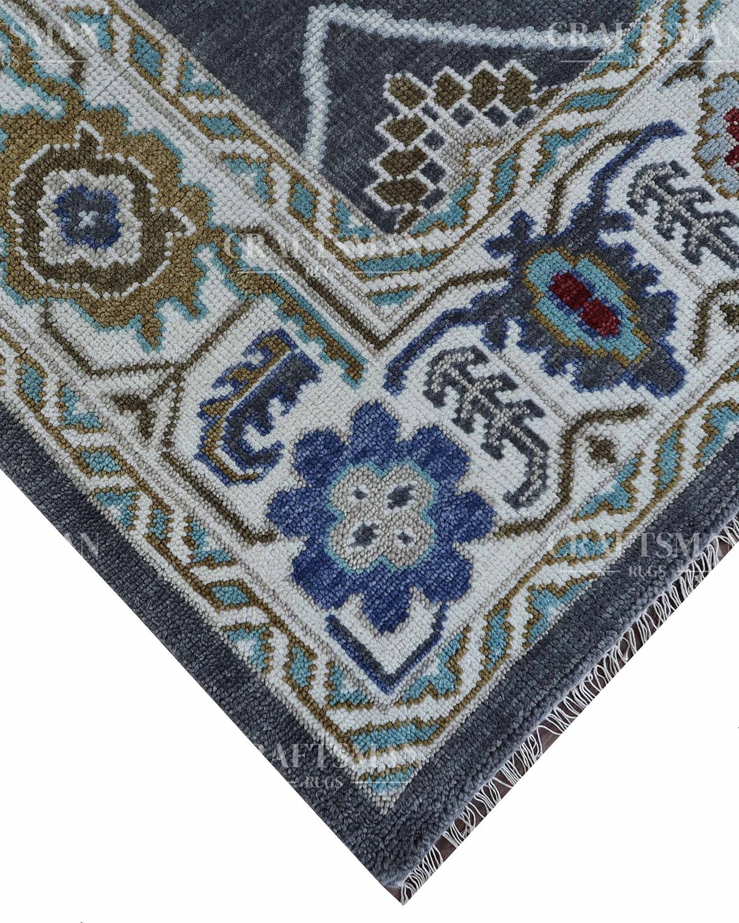 Torvin Wool Hand-Knotted Oushak-Inspired Rug