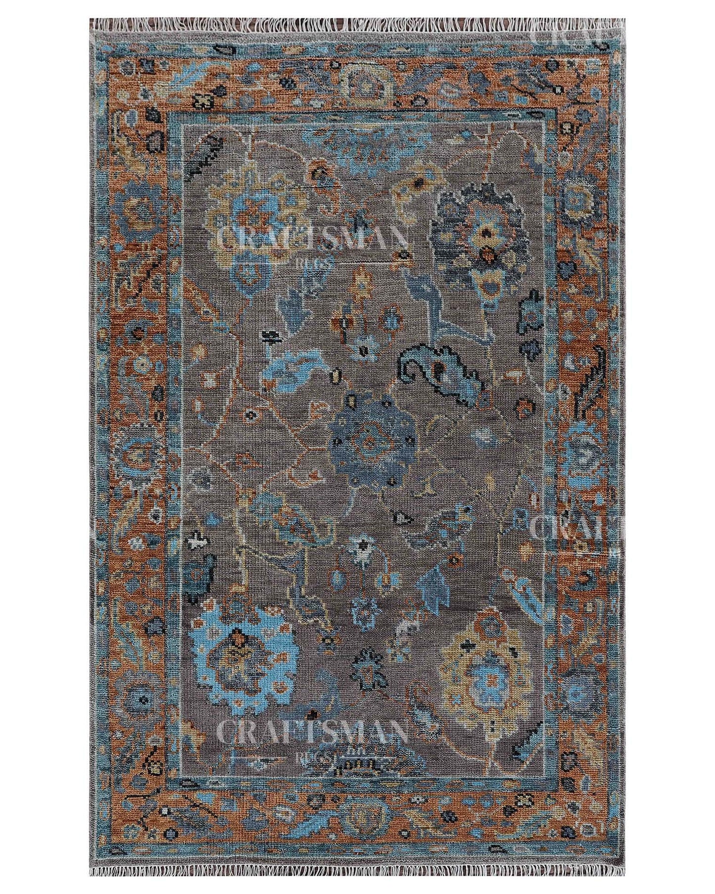Ruvra Wool Hand-Knotted Oushak-Inspired Rug