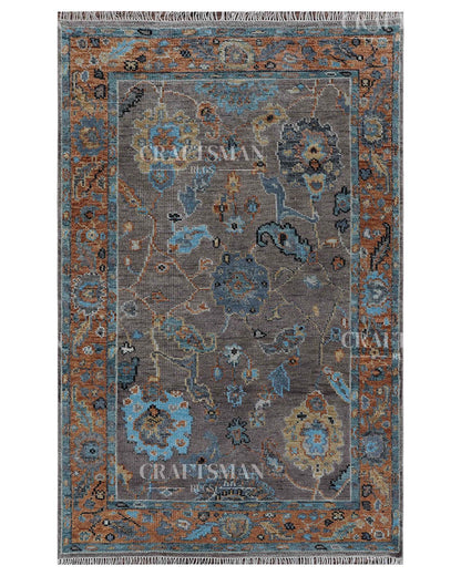 Ruvra Wool Hand-Knotted Oushak-Inspired Rug