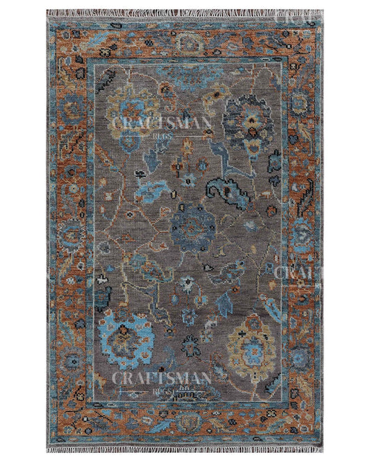 Ruvra Wool Hand-Knotted Oushak-Inspired Rug